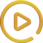 Gold circular play button