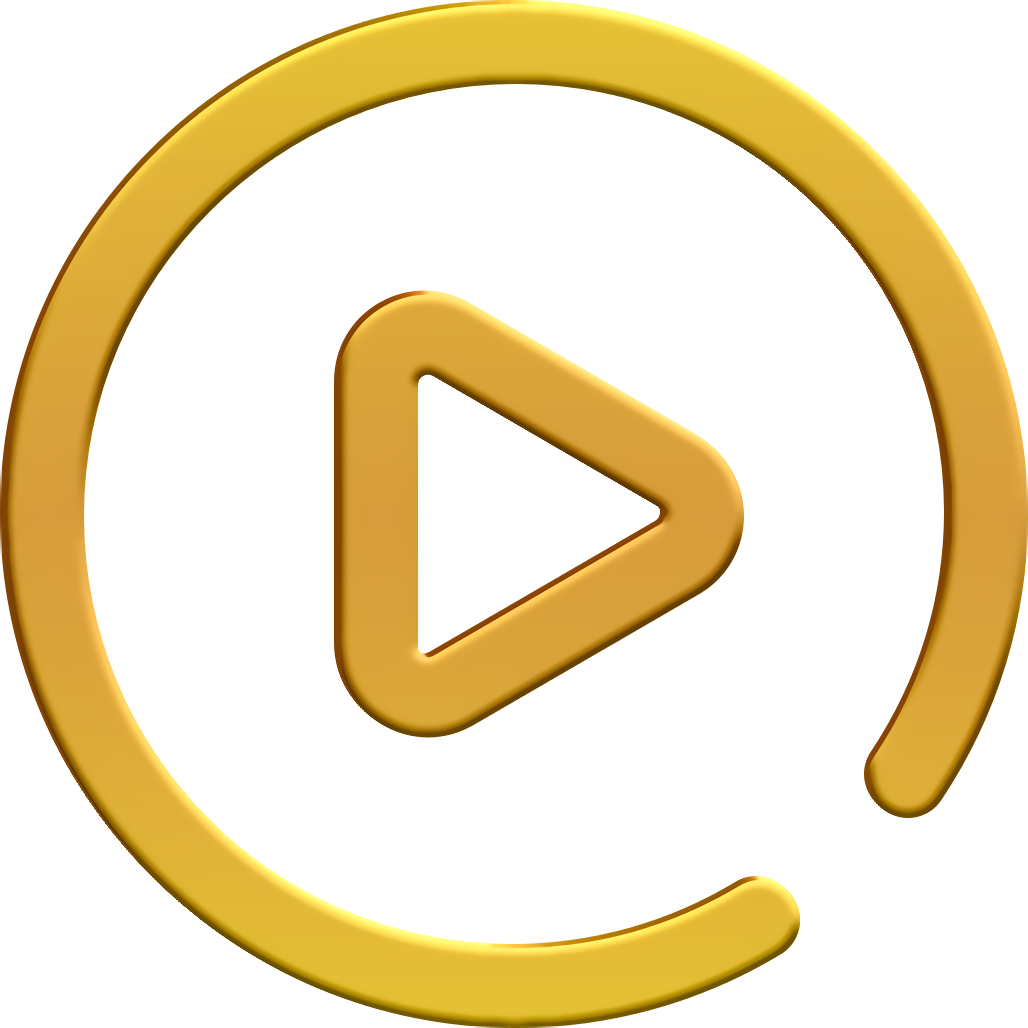Gold circular play button