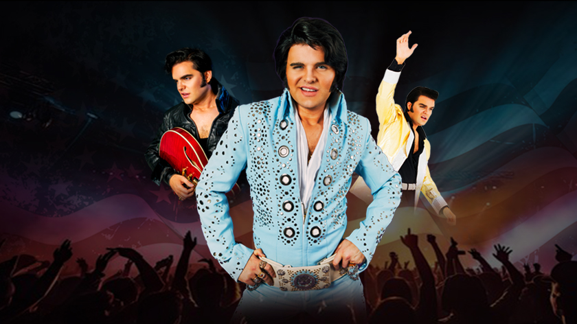 Elvis impersonator JD King all 3 eras of Elvis show poster